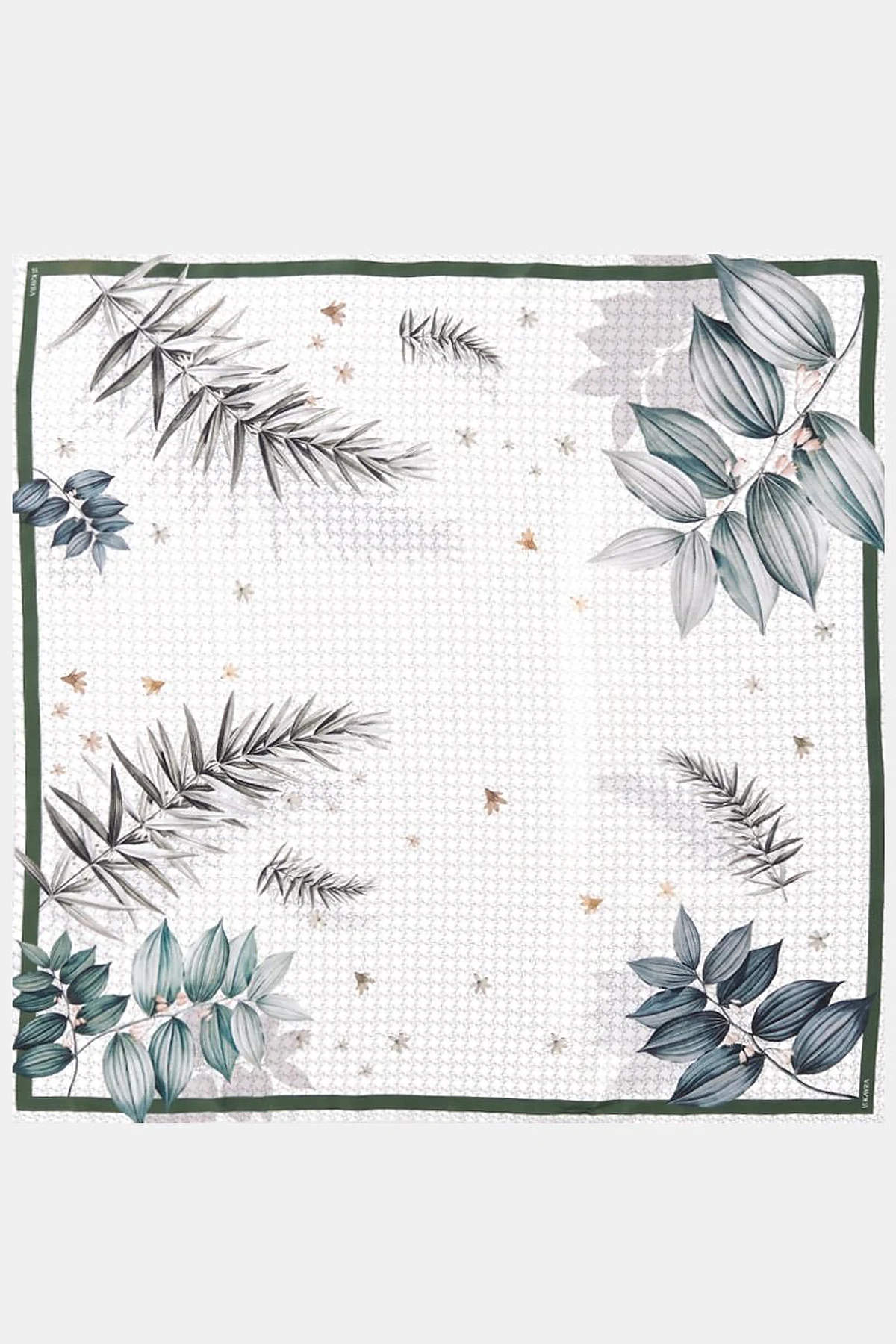 Monogram Desen Twill İpek Eşarp Çağla Yeşil