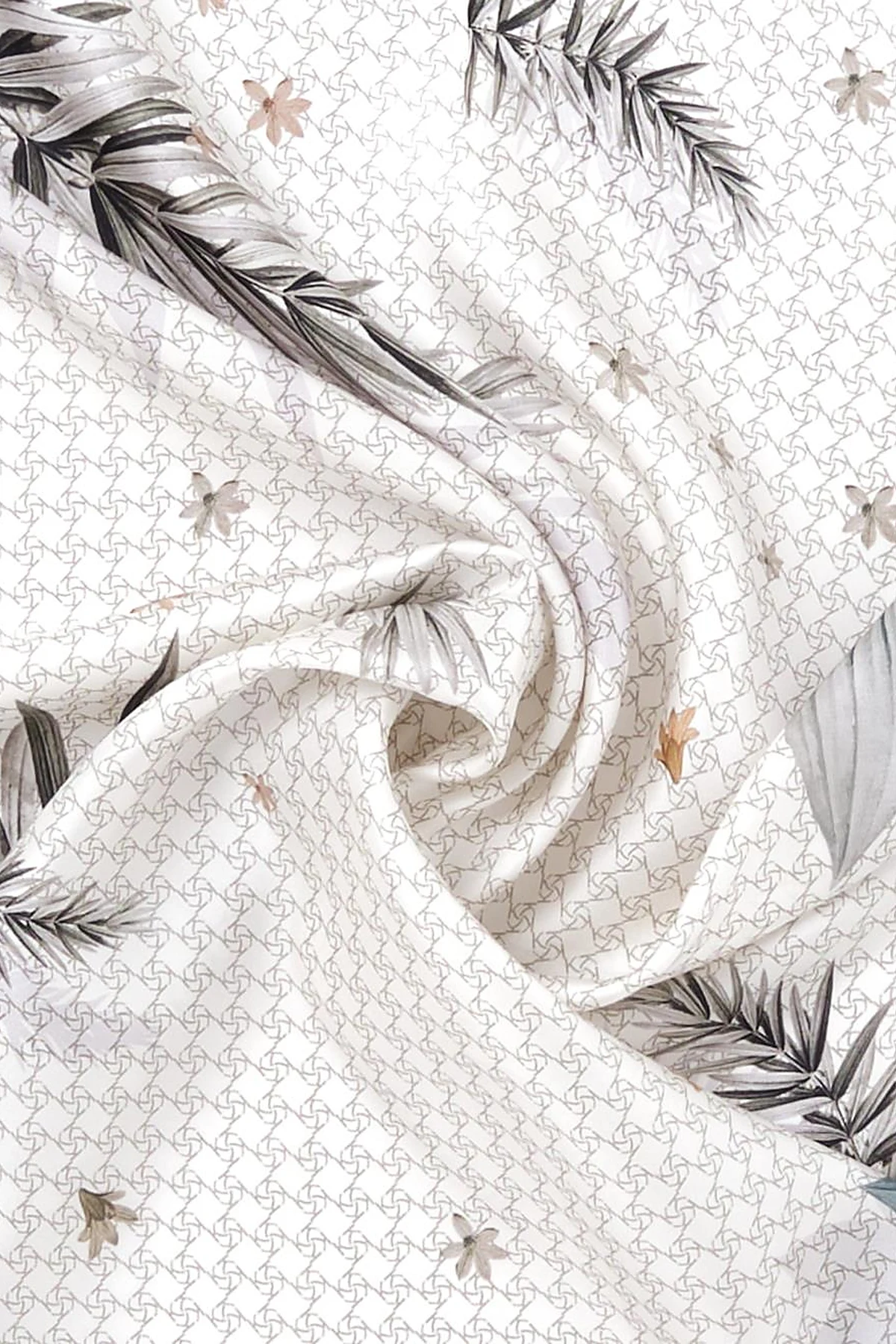 Monogram Desen Twill İpek Eşarp Çağla Yeşil