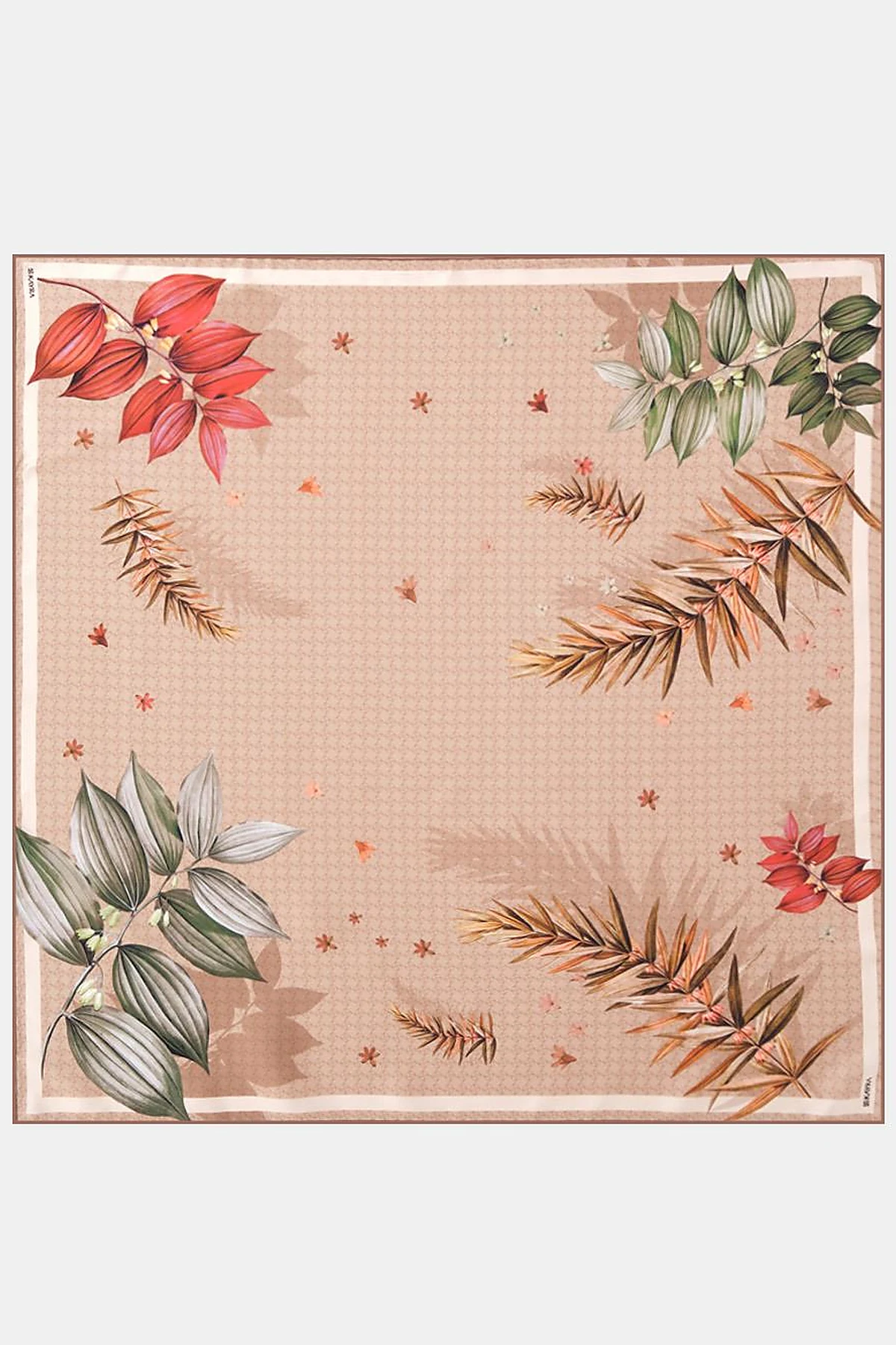 Monogram Desen Twill İpek Eşarp Ekru