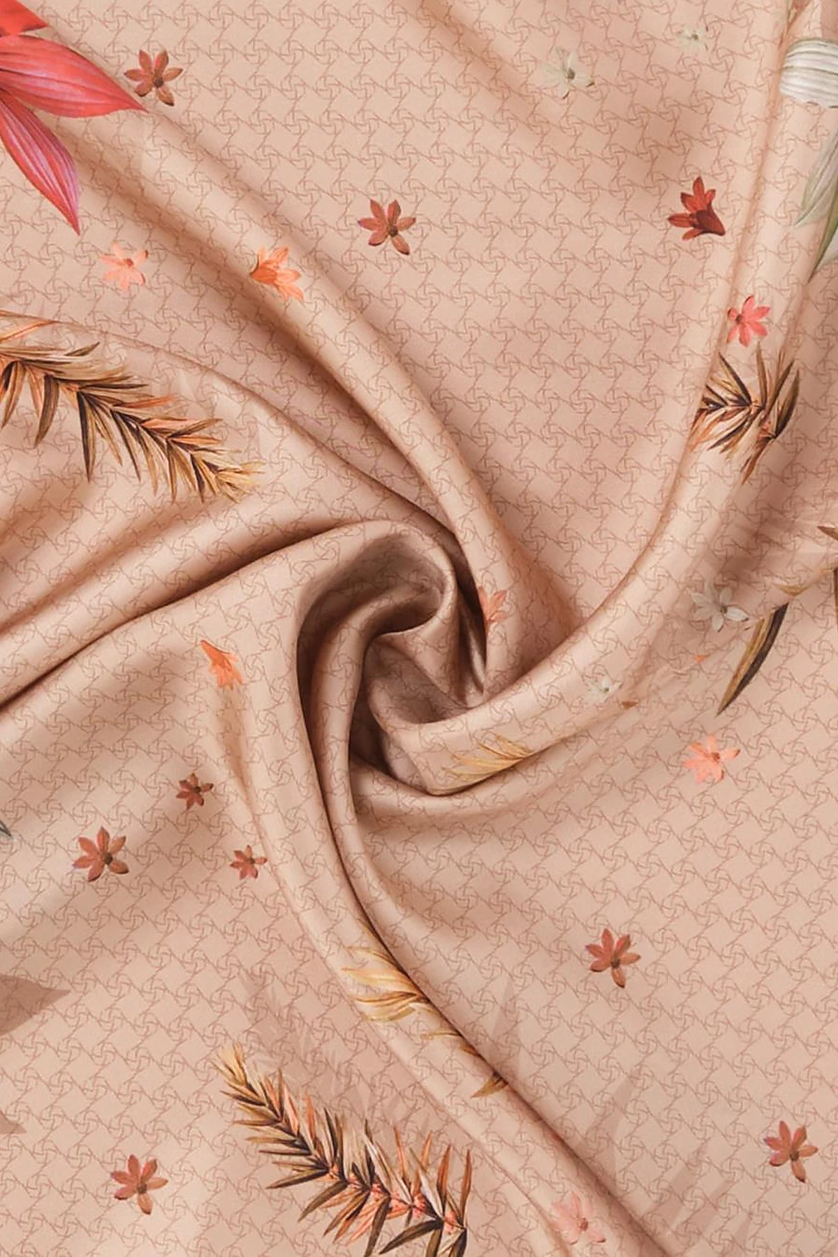 Monogram Desen Twill İpek Eşarp Ekru