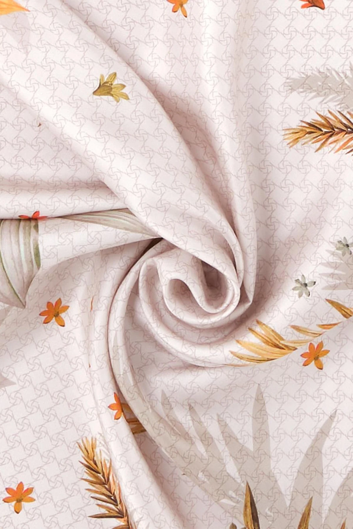 Monogram Desen Twill İpek Eşarp Taş