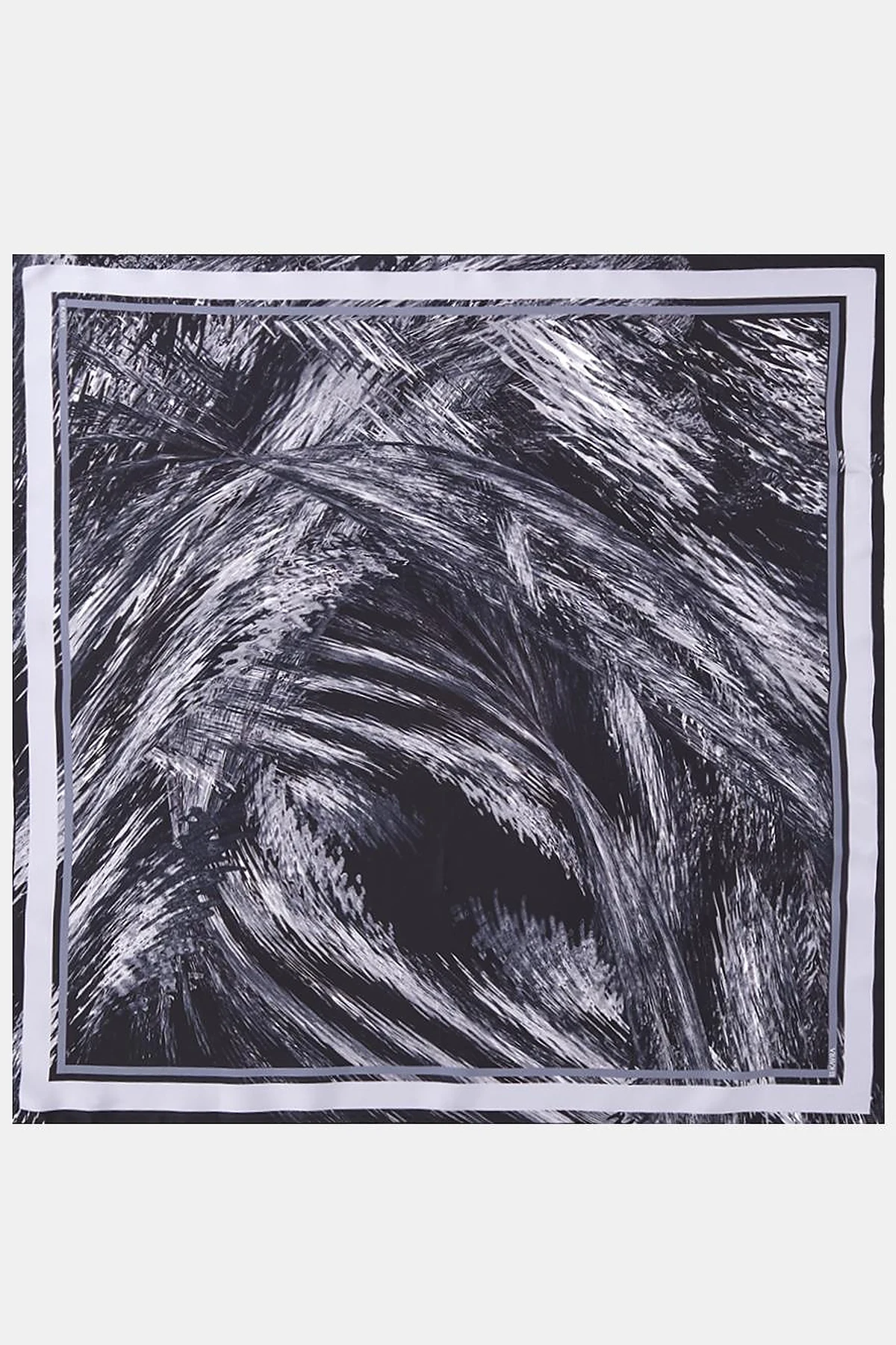 Abstract Patterned Twill Silk Scarf Black