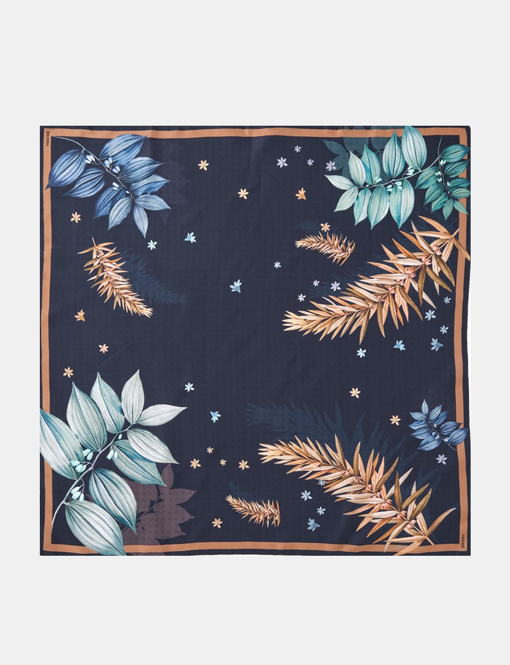 Monogram Print Twill Silk Scarf in Navy