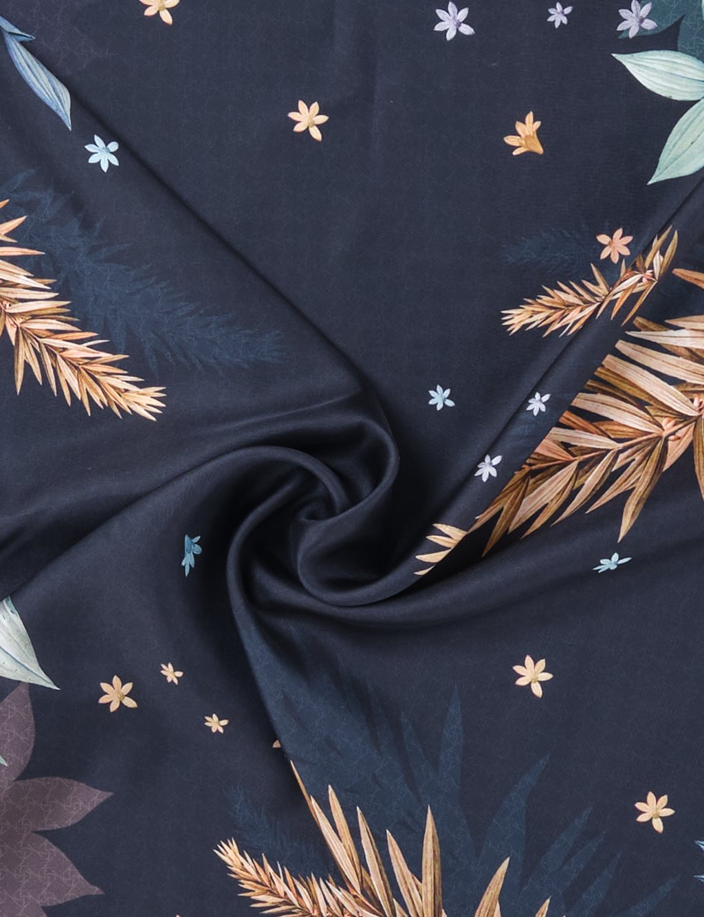 Monogram Print Twill Silk Scarf in Navy