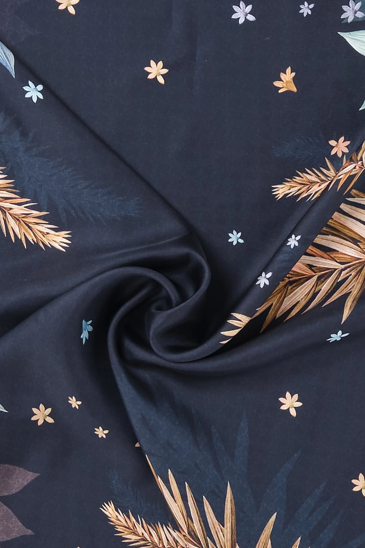 Monogram Desen Twill İpek Eşarp Lacivert 