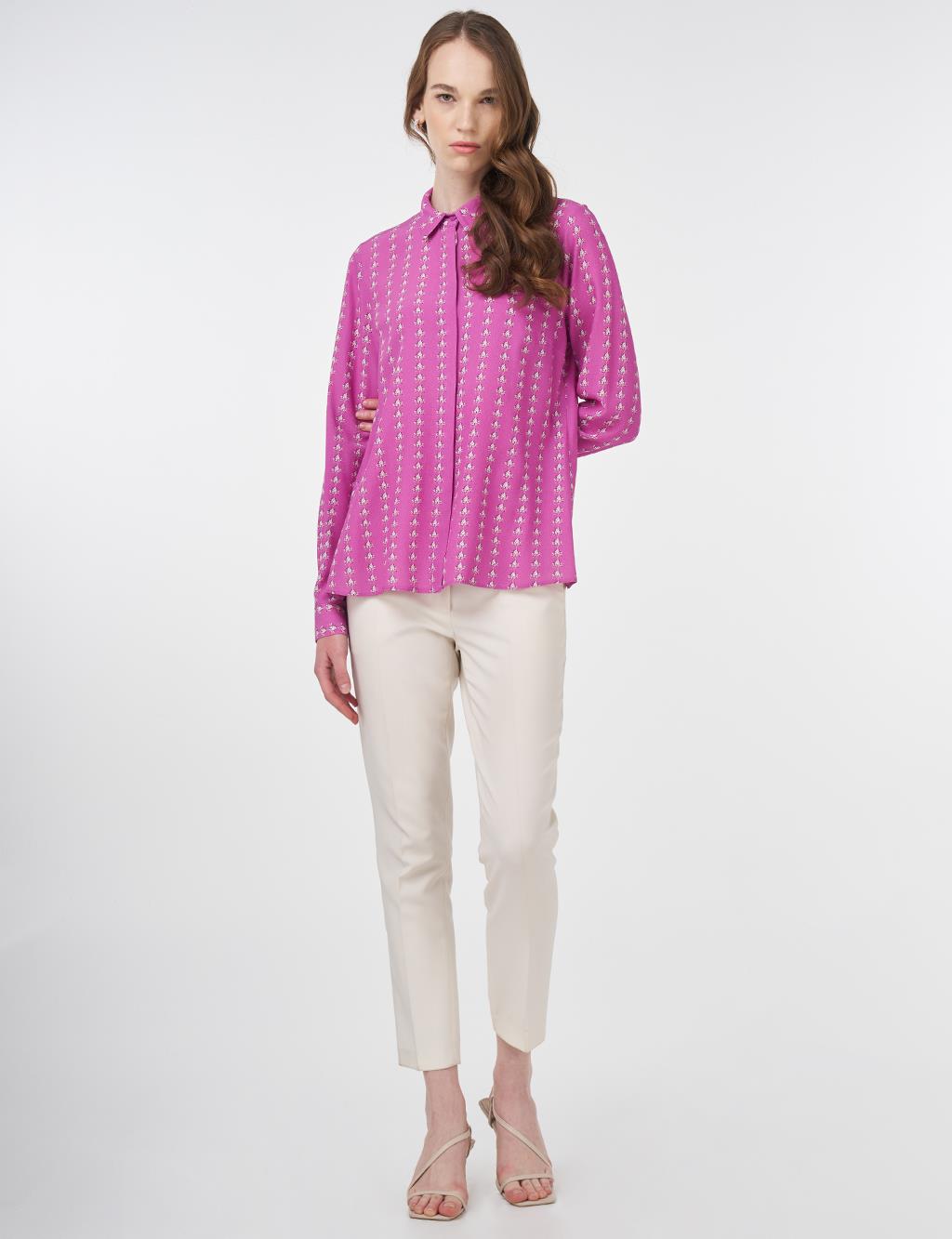 Patterned Viscose Blouse Sweet Pink