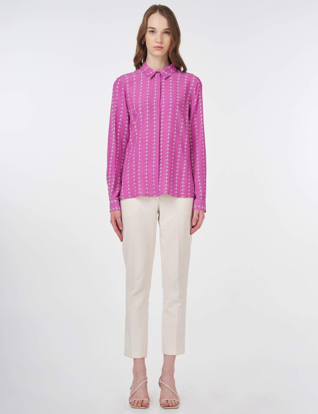 Patterned Viscose Blouse Sweet Pink