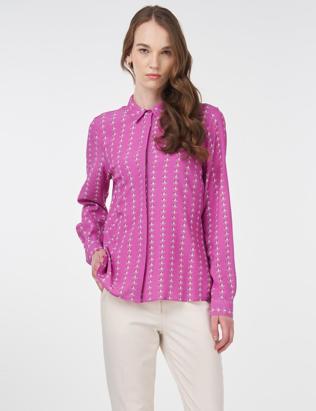 Patterned Viscose Blouse Sweet Pink