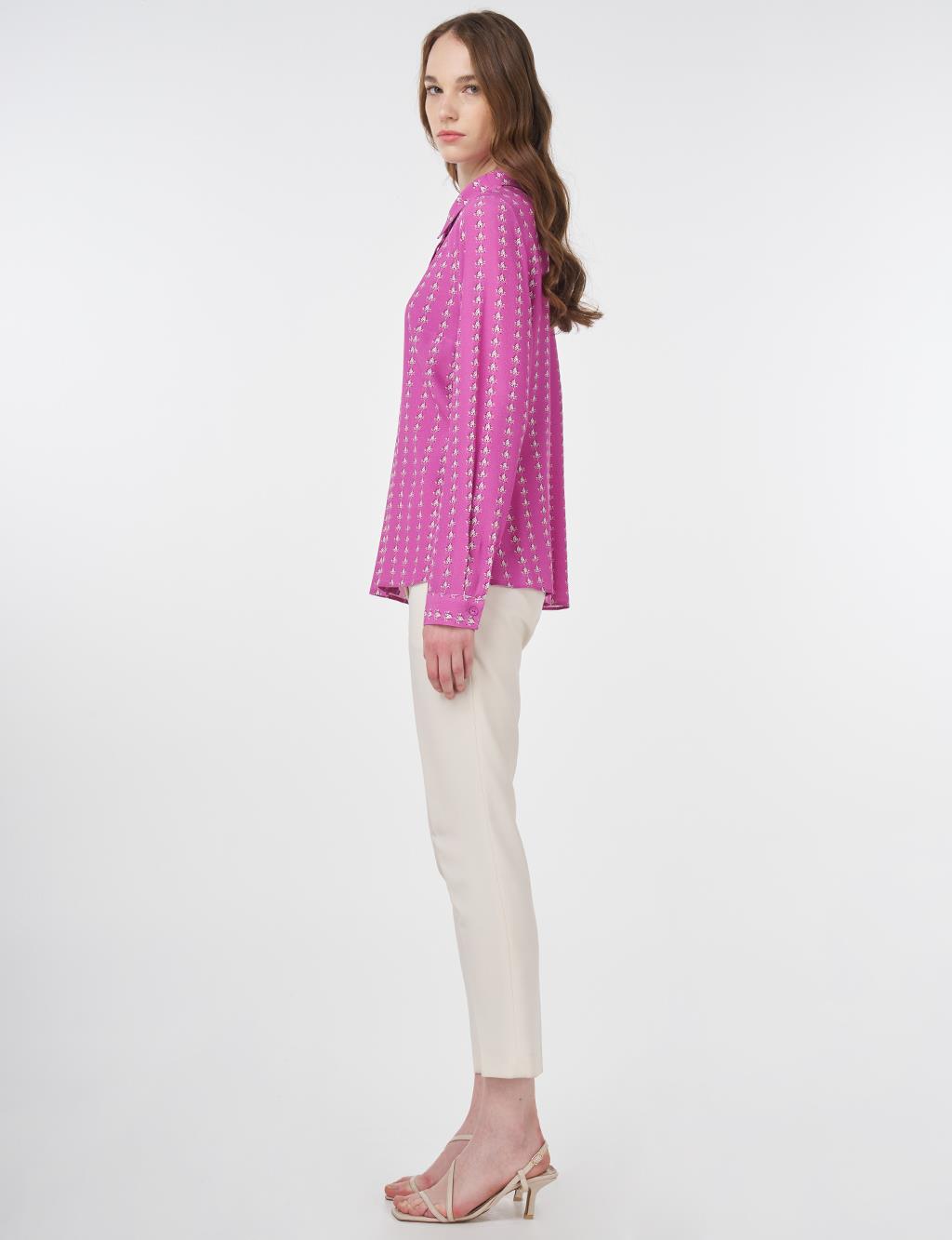 Patterned Viscose Blouse Sweet Pink