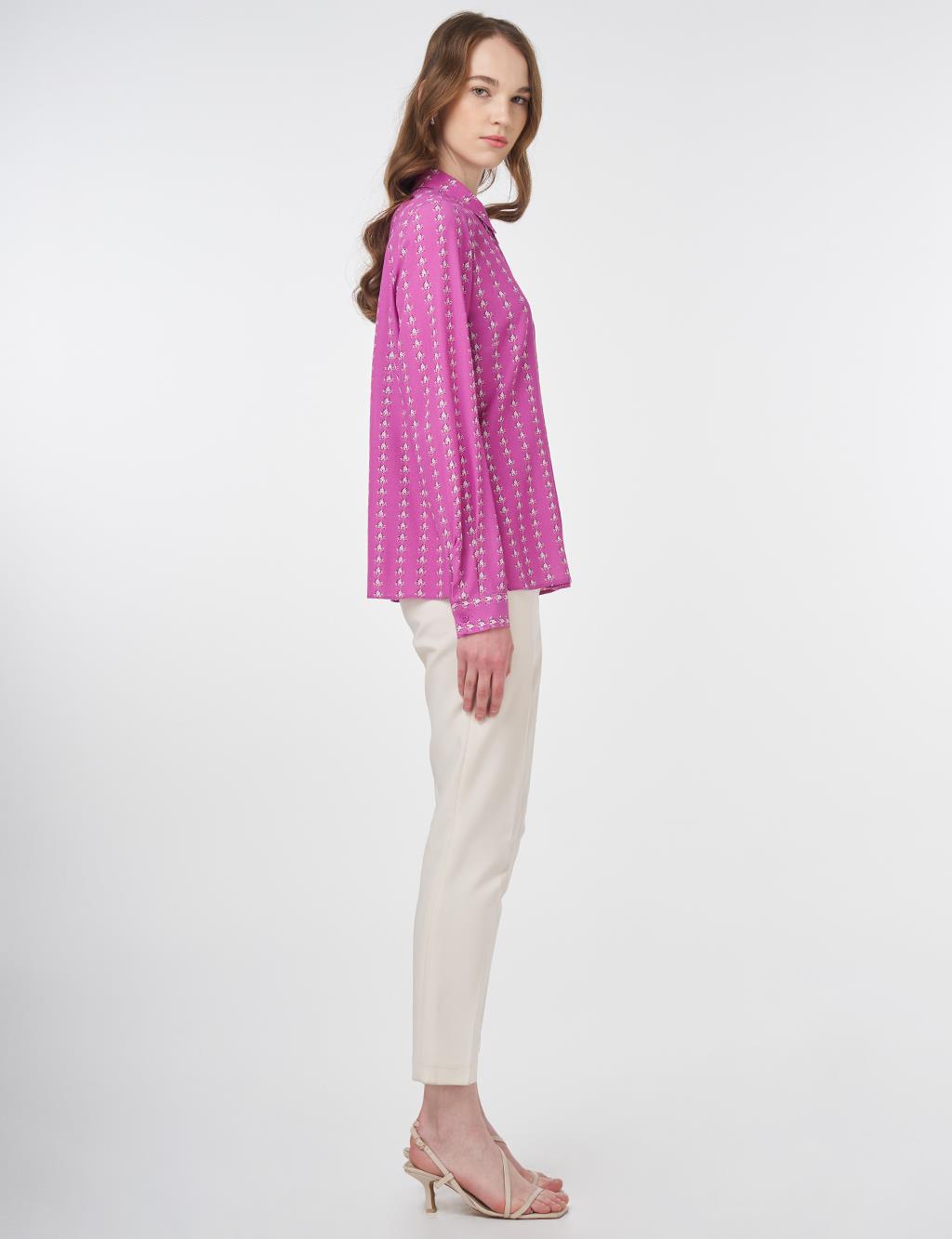 Patterned Viscose Blouse Sweet Pink