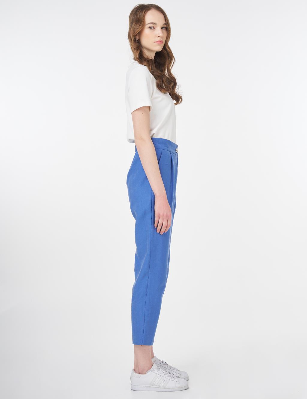 Pleated Lyocell Carrot Pants Indigo