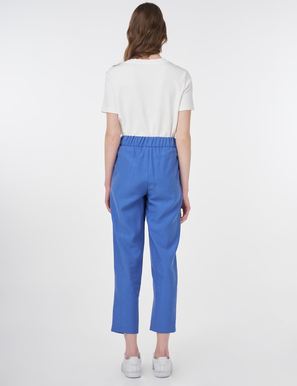 Pleated Lyocell Carrot Pants Indigo