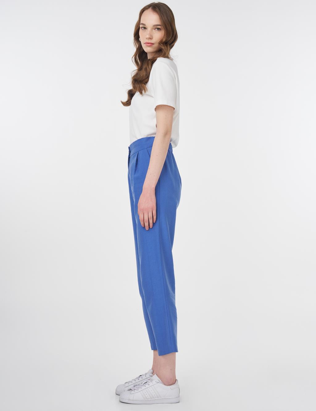 Pleated Lyocell Carrot Pants Indigo