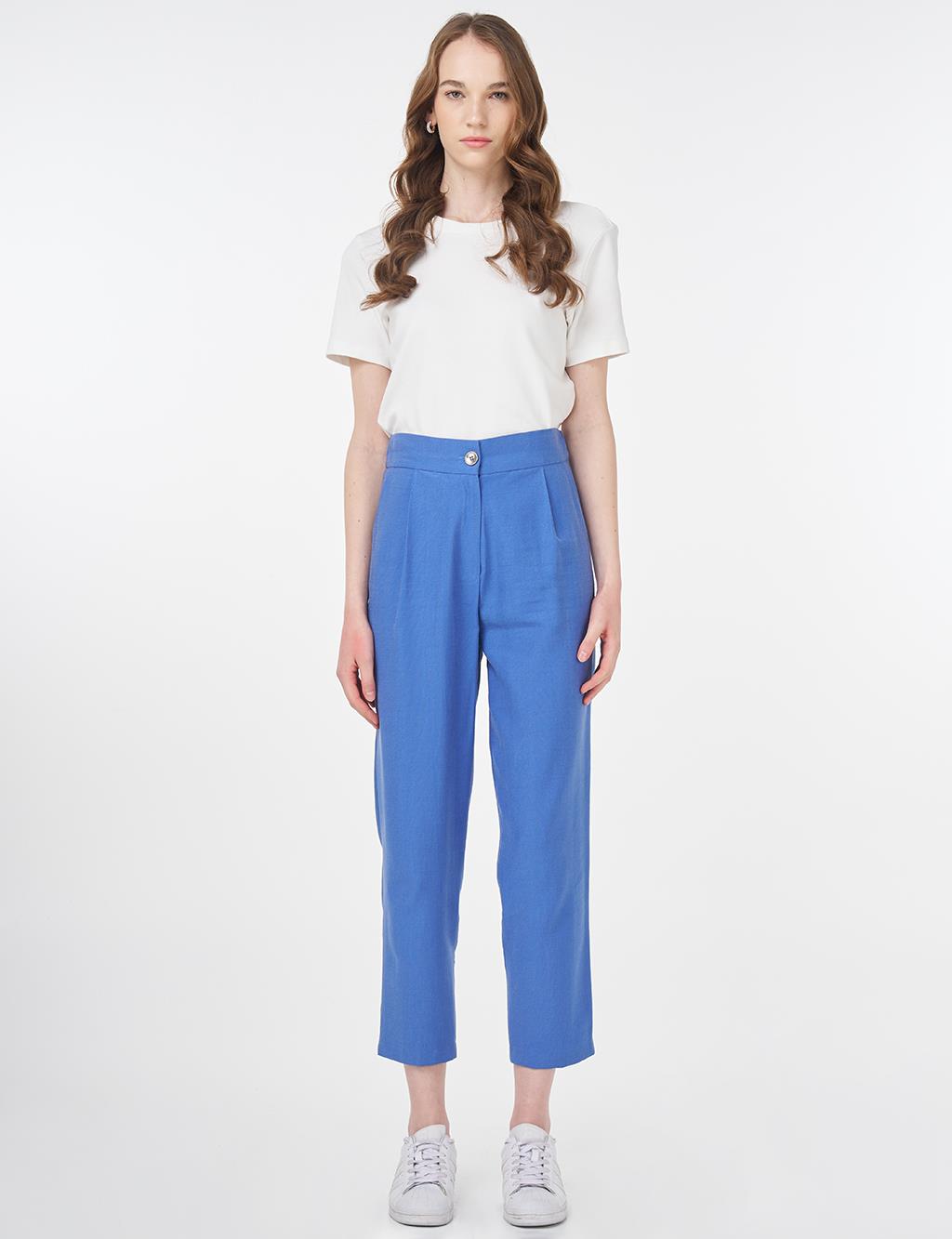 Pleated Lyocell Carrot Pants Indigo