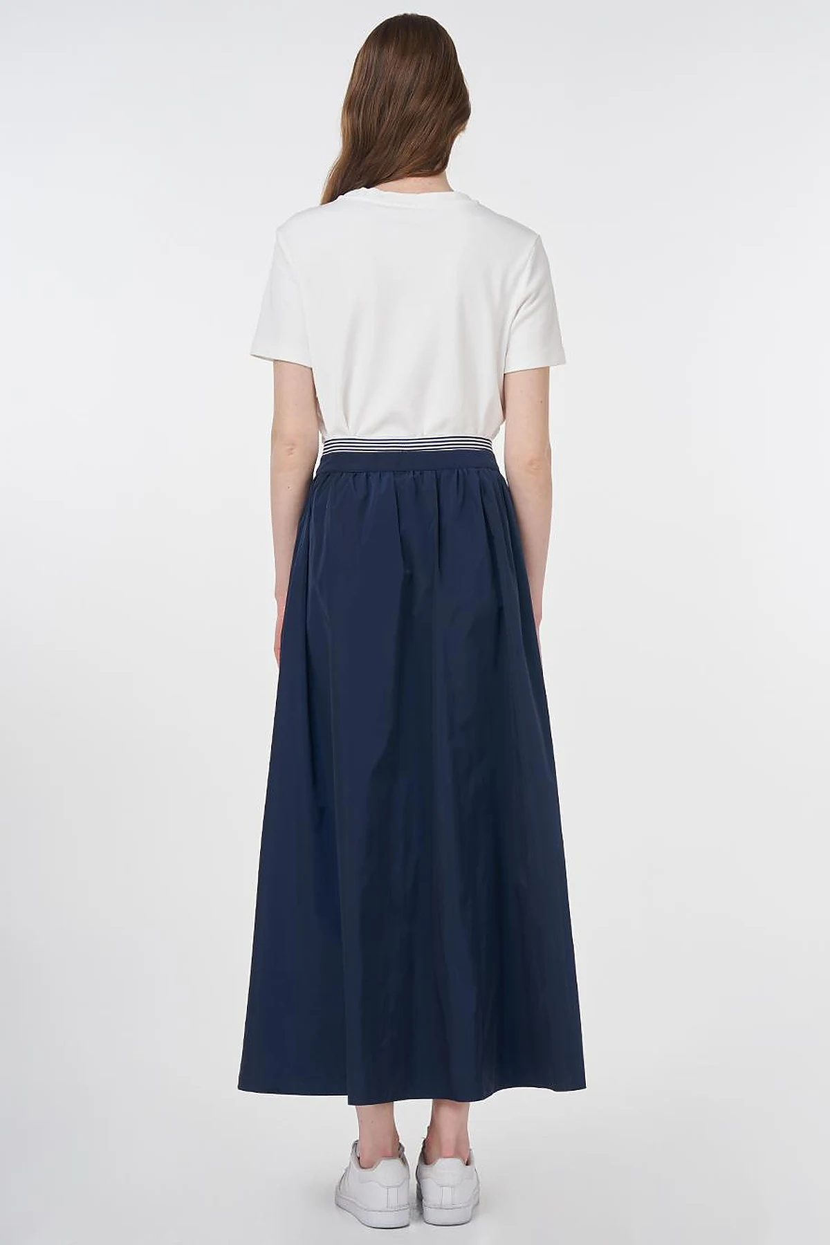 Elastic Waist Parachute Fabric Skirt Dark Navy Blue