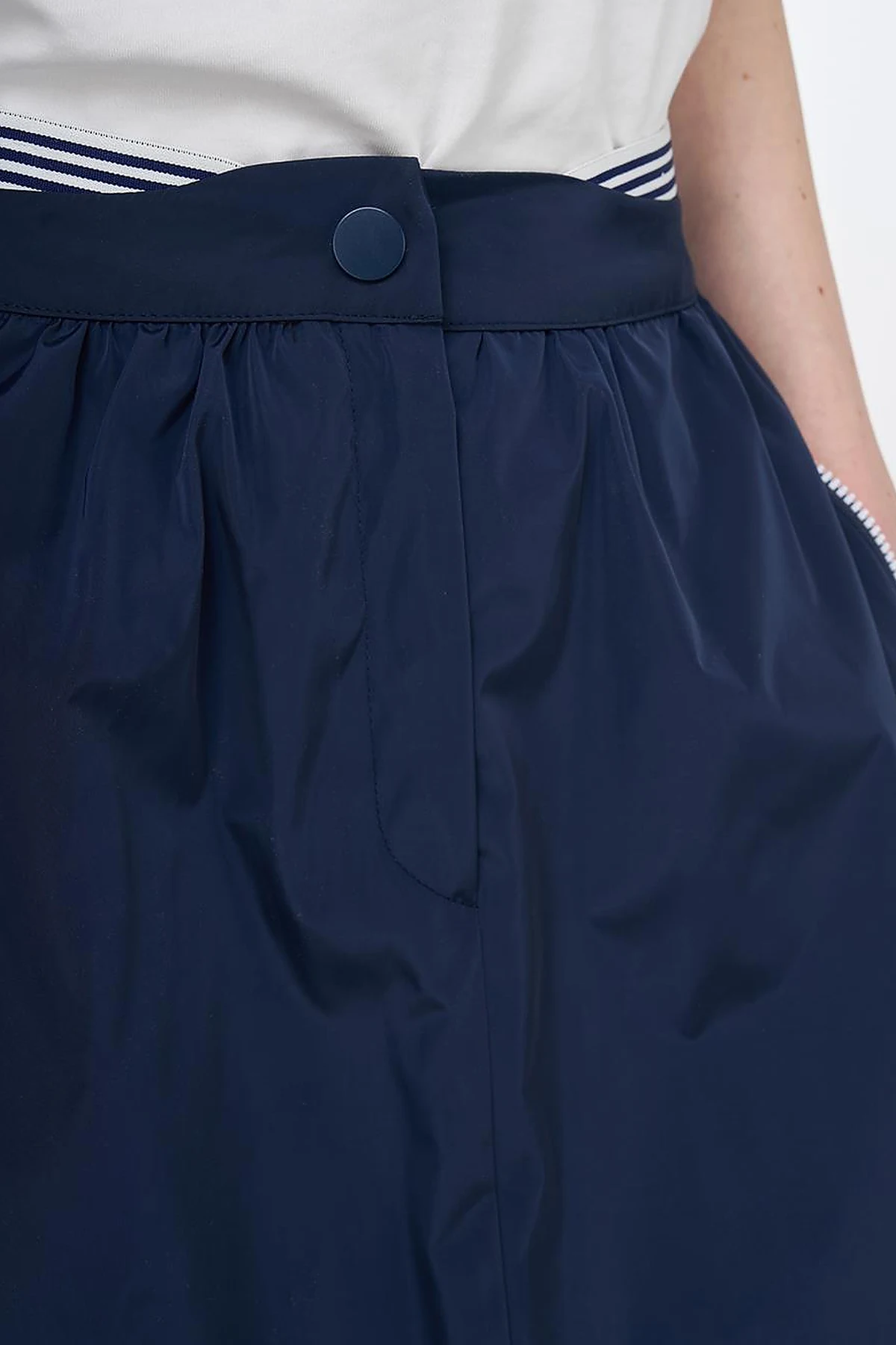 Elastic Waist Parachute Fabric Skirt Dark Navy Blue