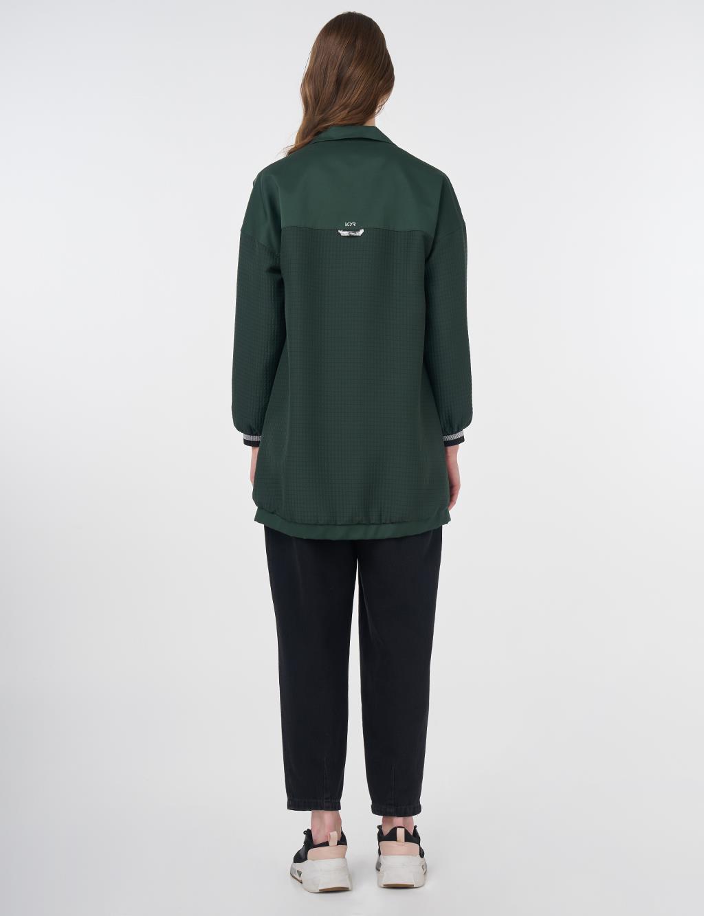 Quilted Fabric Detailed Jacket Green