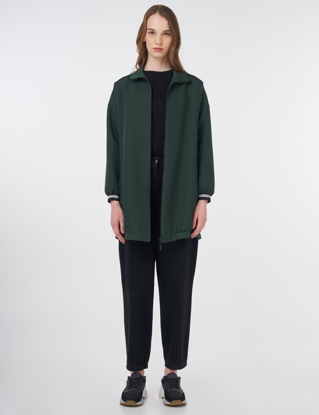 Quilted Fabric Detailed Jacket Green