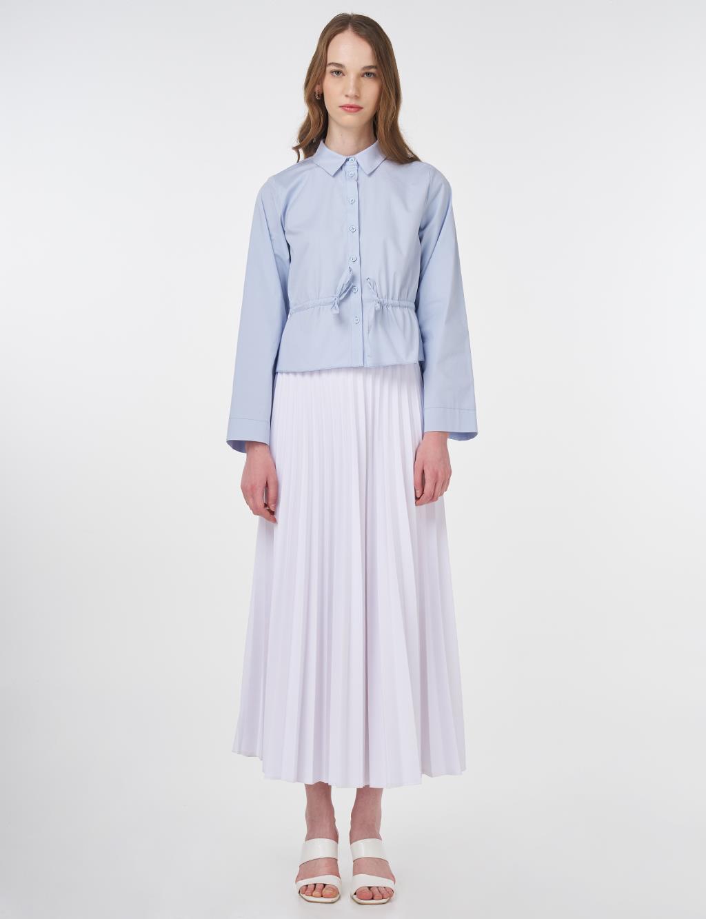 Embroidered Cotton Blouse Blue