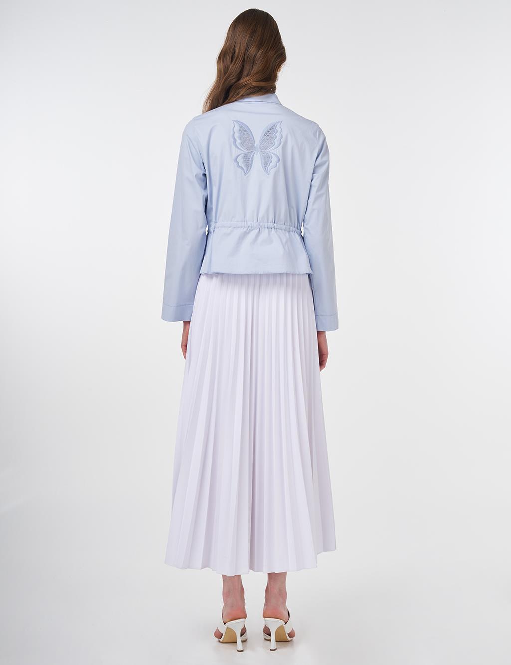 Embroidered Cotton Blouse Blue