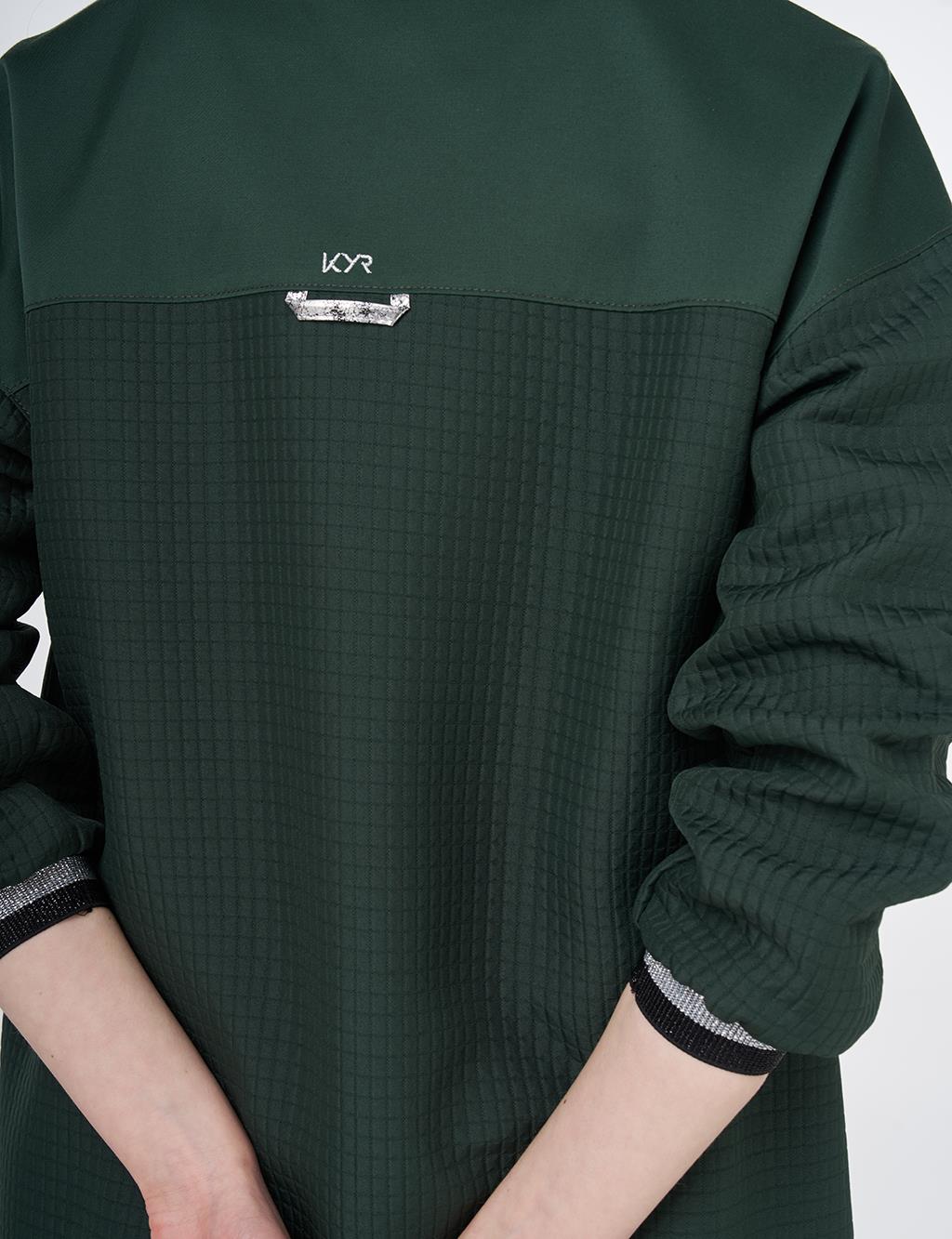 Quilted Fabric Detailed Jacket Green