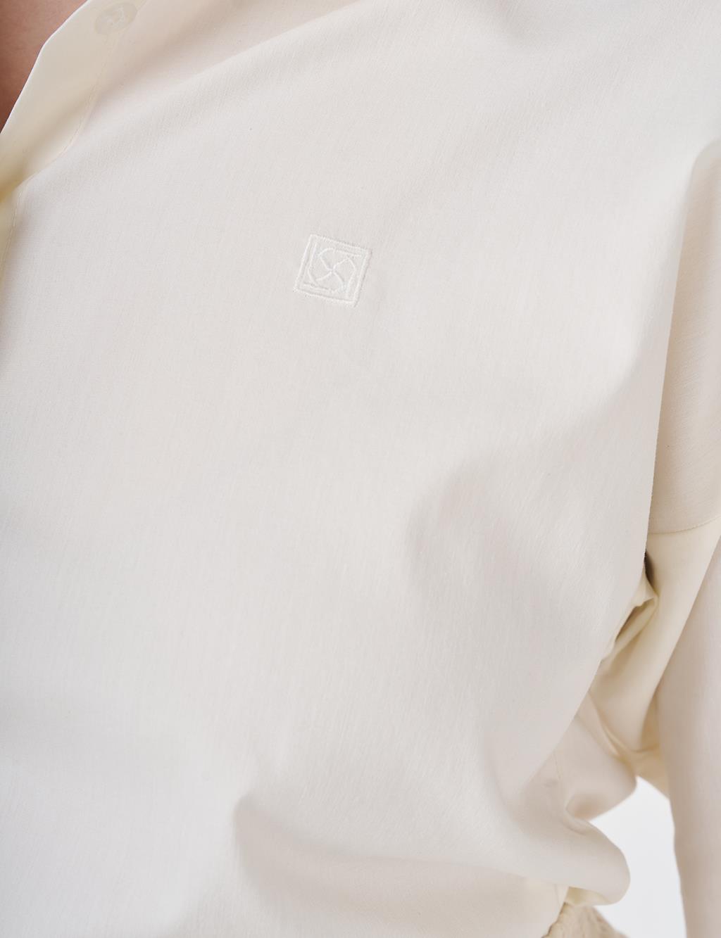Shirt Collar Basic Poplin Tunic Ecru