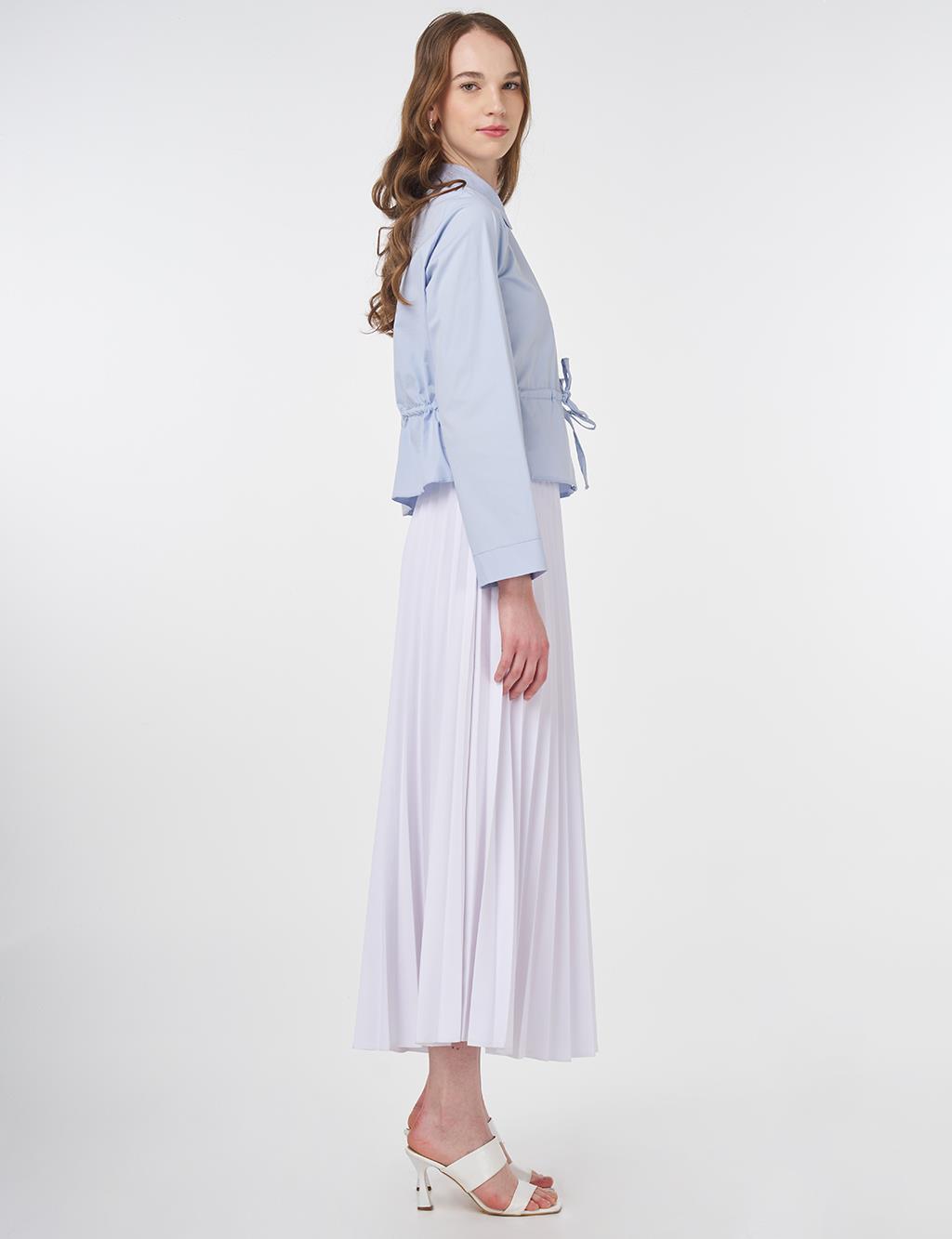 Embroidered Cotton Blouse Blue