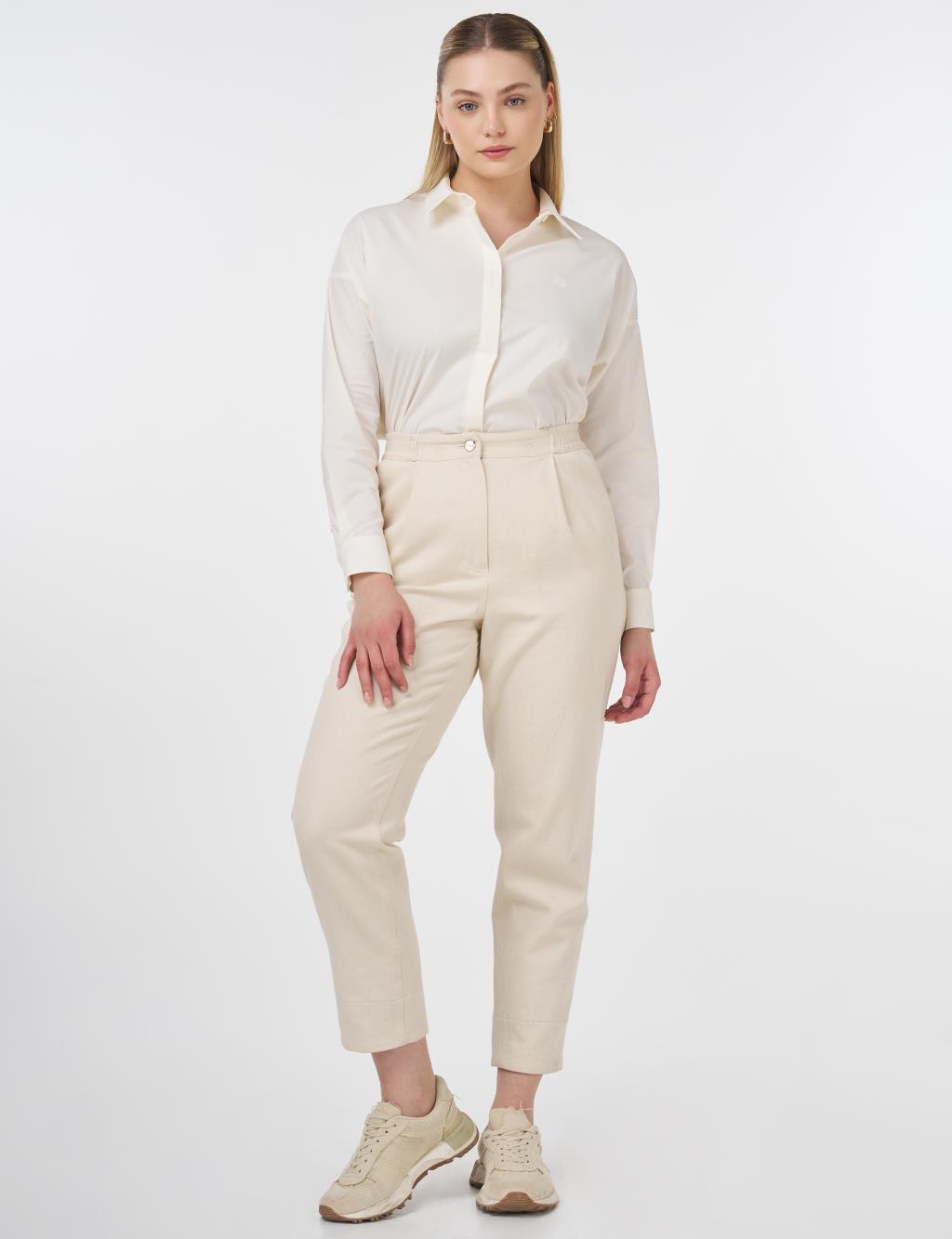 Shirt Collar Basic Poplin Tunic Ecru