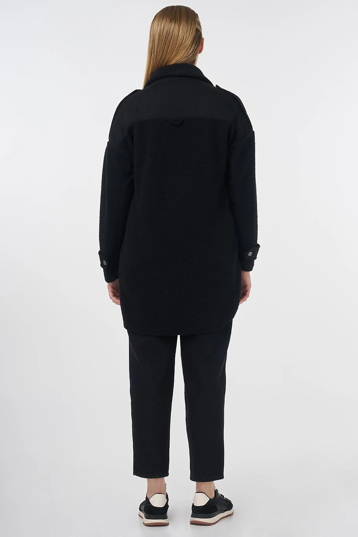 Double Pocket Plush Jacket Black