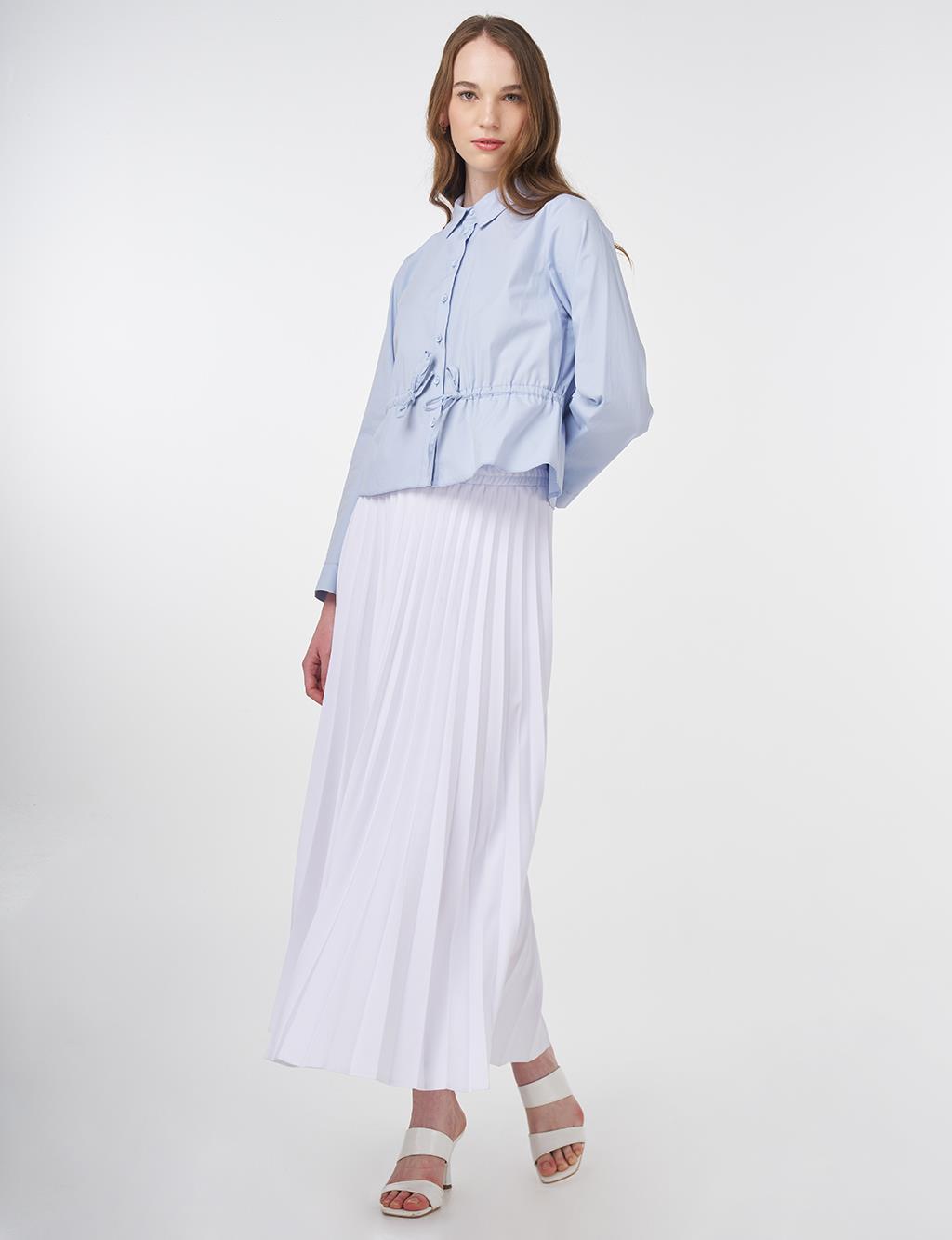 Embroidered Cotton Blouse Blue