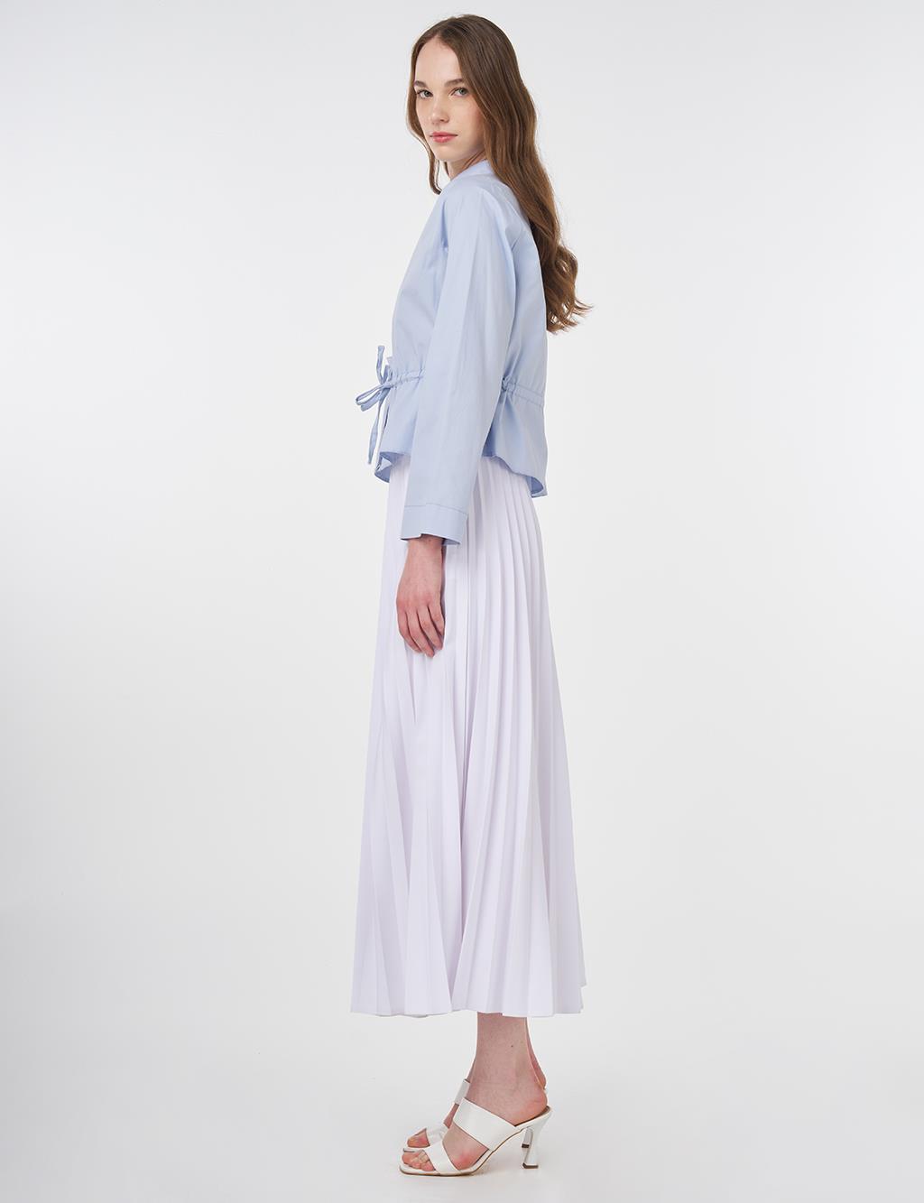 Embroidered Cotton Blouse Blue