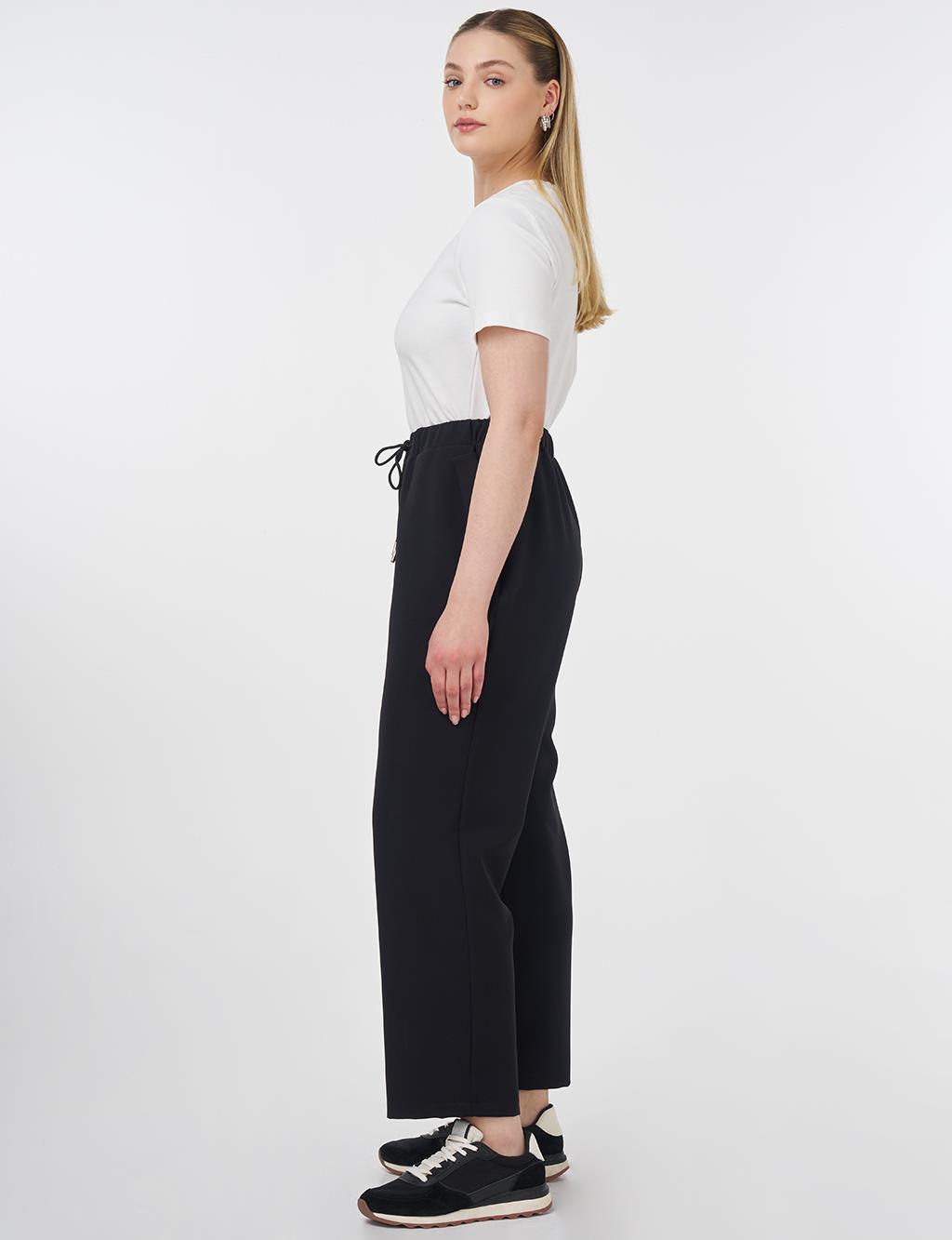 Relaxed Fit Pants with Pocket Detail Black