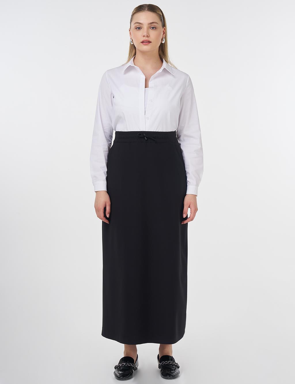 Lace-Up High-Waist Skirt Black 