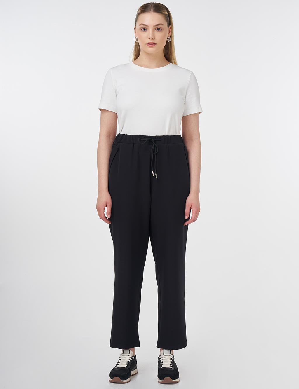 Relaxed Fit Pants with Pocket Detail Black
