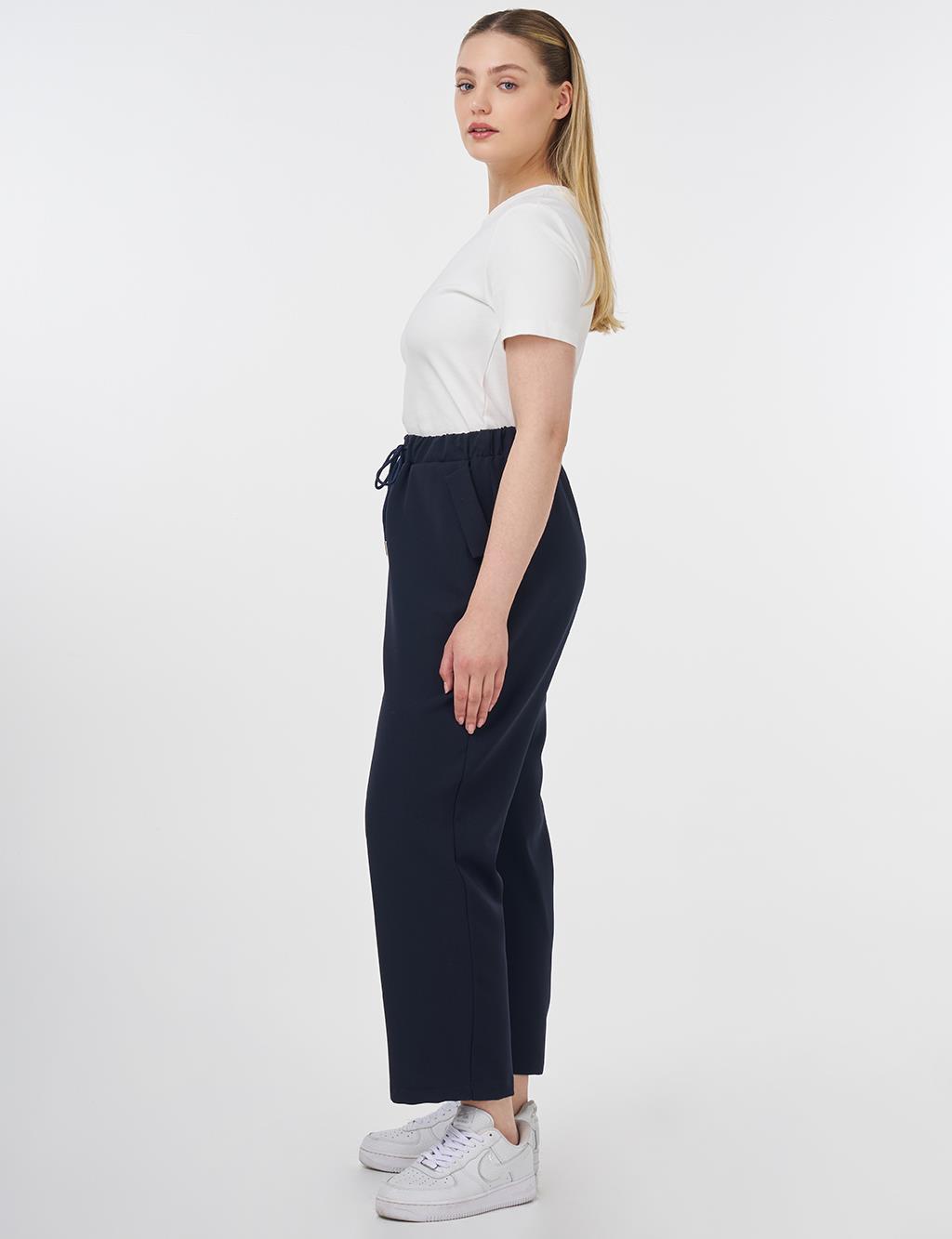 Relaxed Fit Pants with Pocket Detail Dark Navy