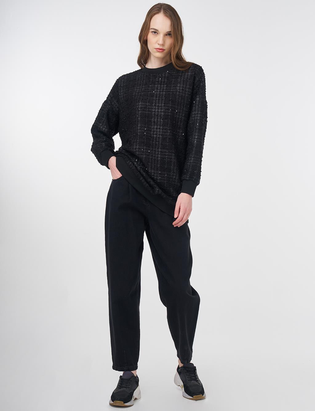 Plaid Pattern Sweatshirt Black