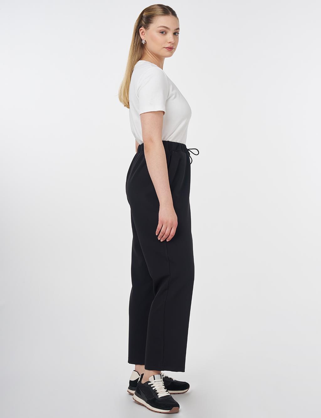Relaxed Fit Pants with Pocket Detail Black
