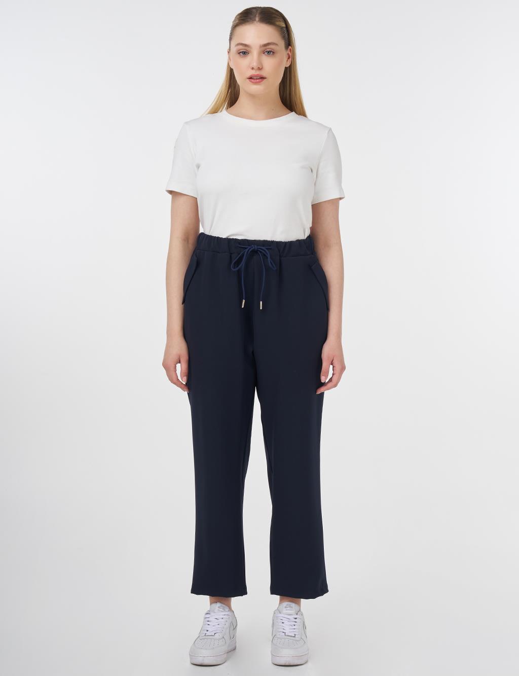 Relaxed Fit Pants with Pocket Detail Dark Navy