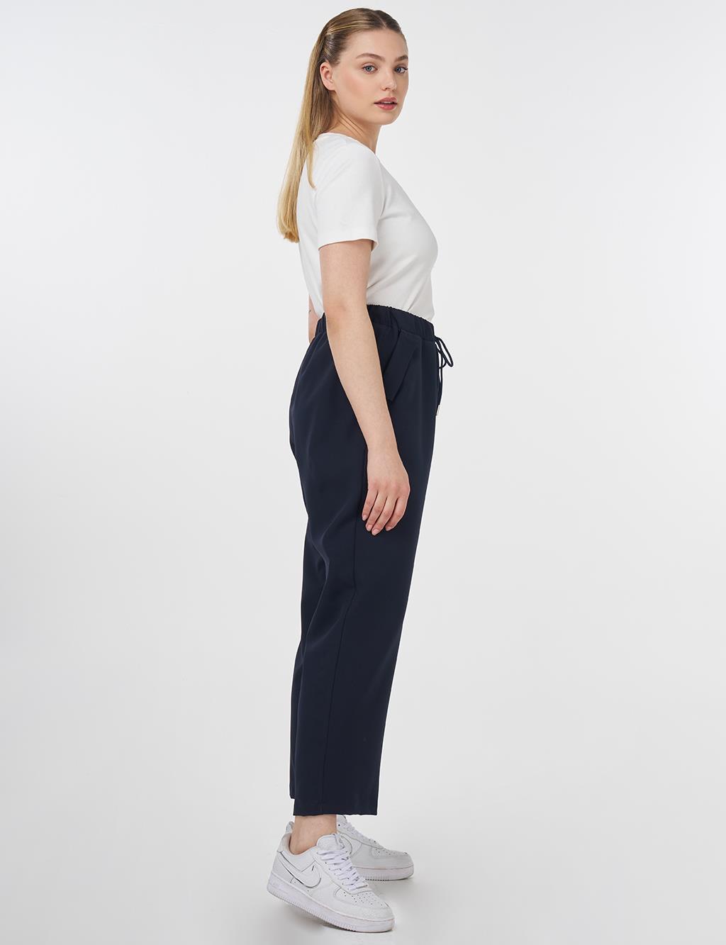 Relaxed Fit Pants with Pocket Detail Dark Navy