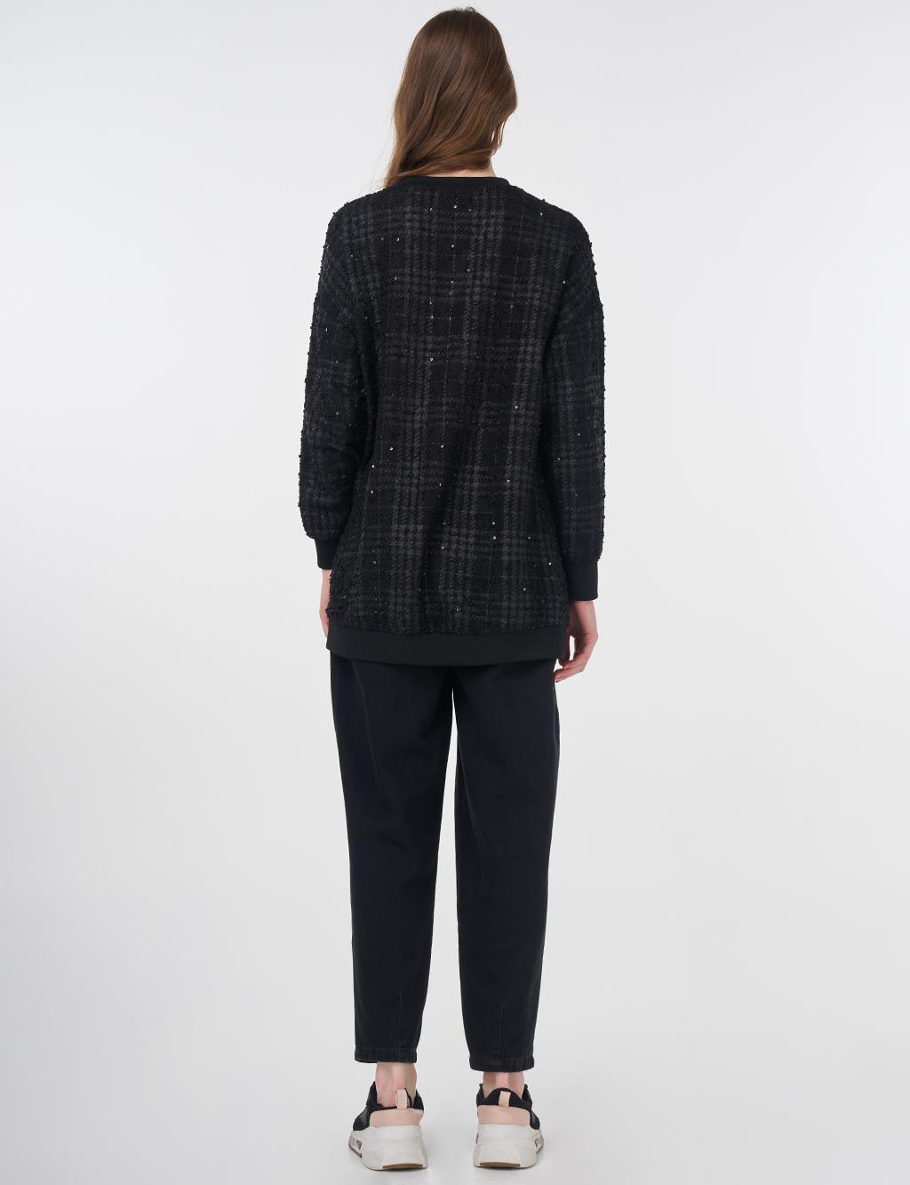 Plaid Pattern Sweatshirt Black