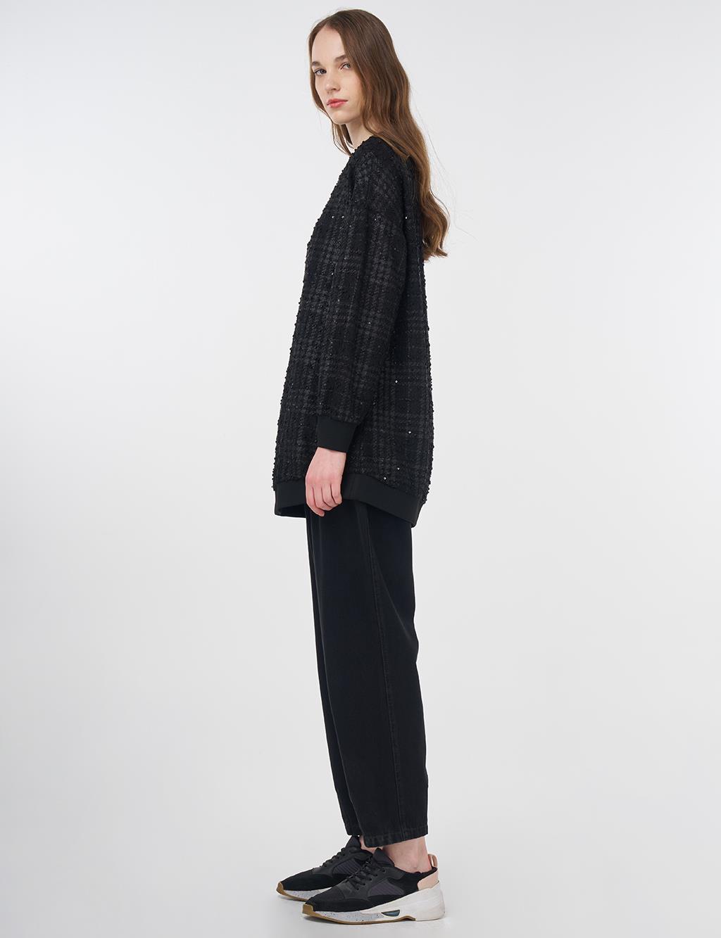 Plaid Pattern Sweatshirt Black