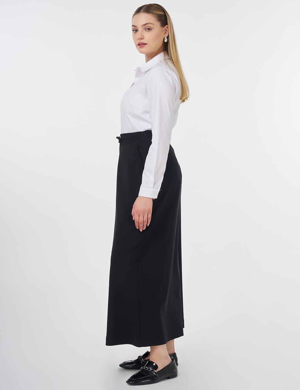 Lace-Up High-Waist Skirt Black 