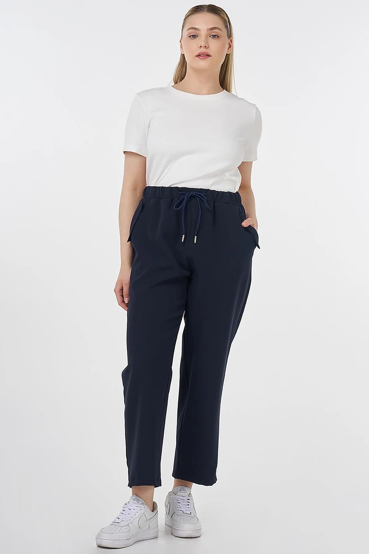 Relaxed Fit Pants with Pocket Detail Dark Navy