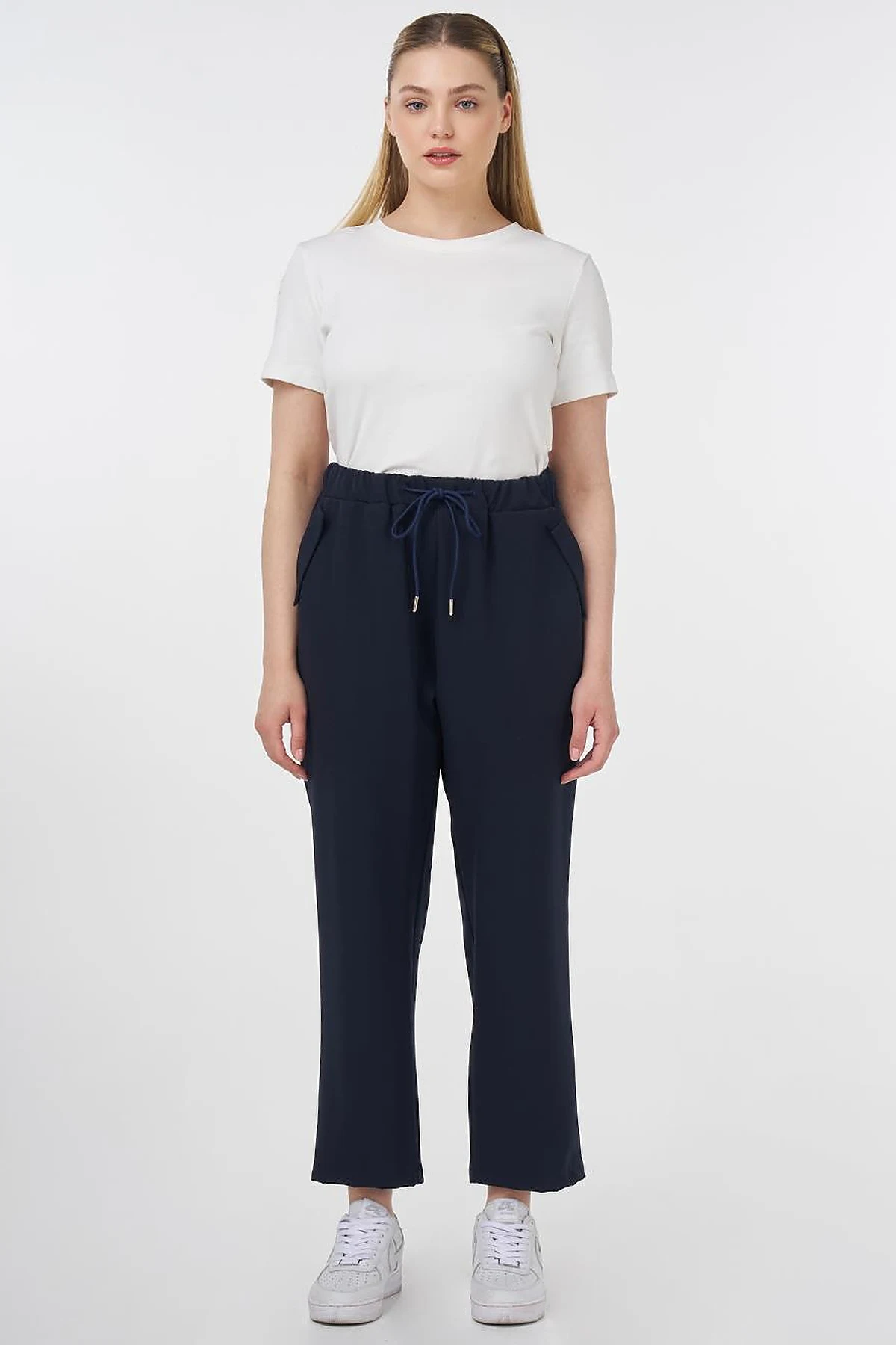 Relaxed Fit Pants with Pocket Detail Dark Navy