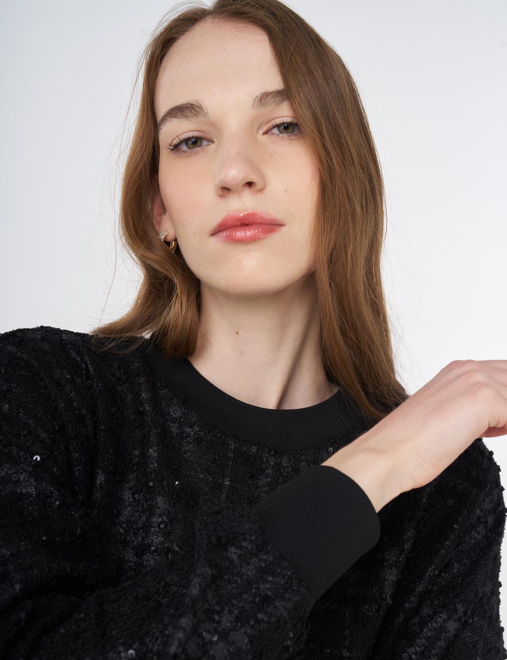 Plaid Pattern Sweatshirt Black