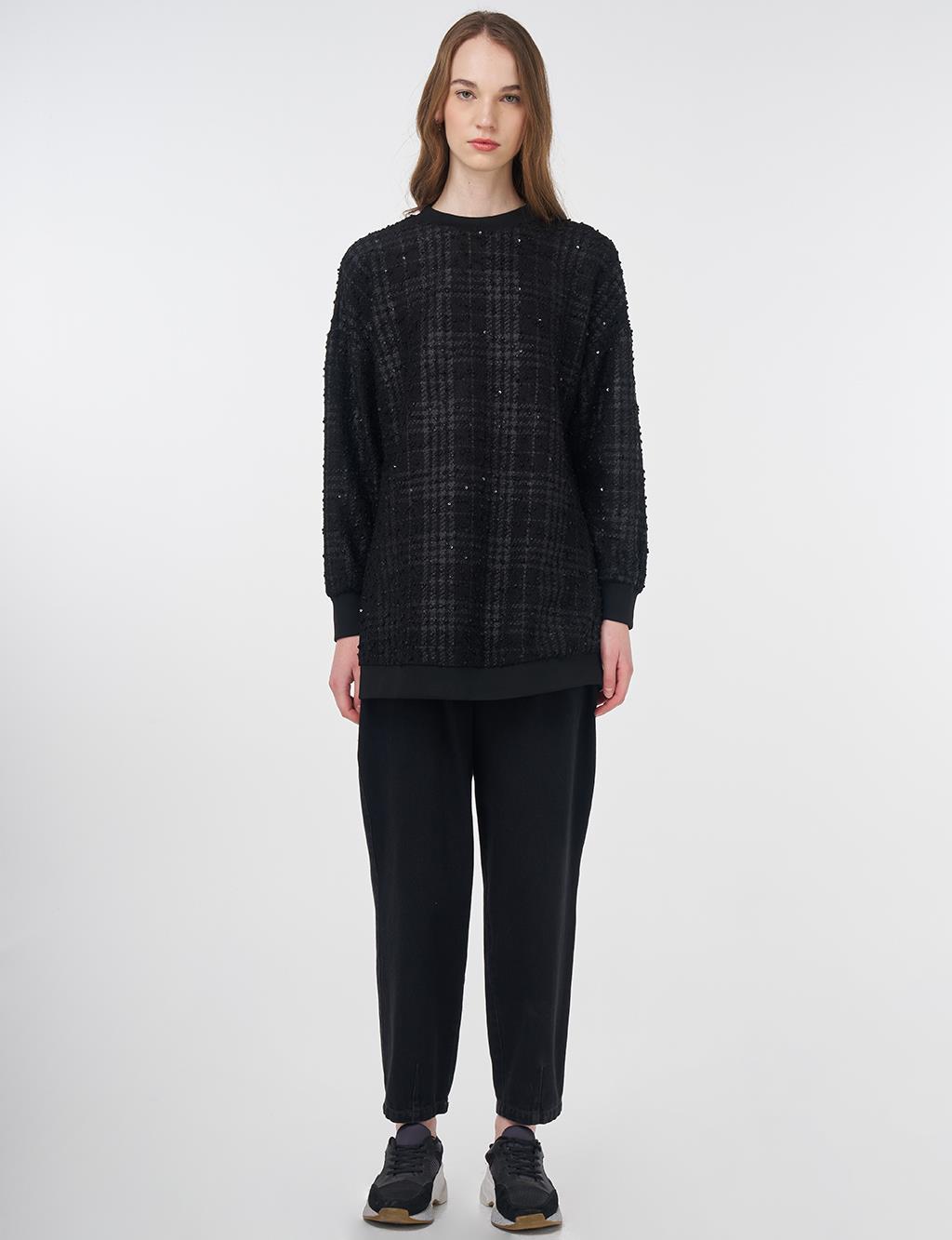 Plaid Pattern Sweatshirt Black