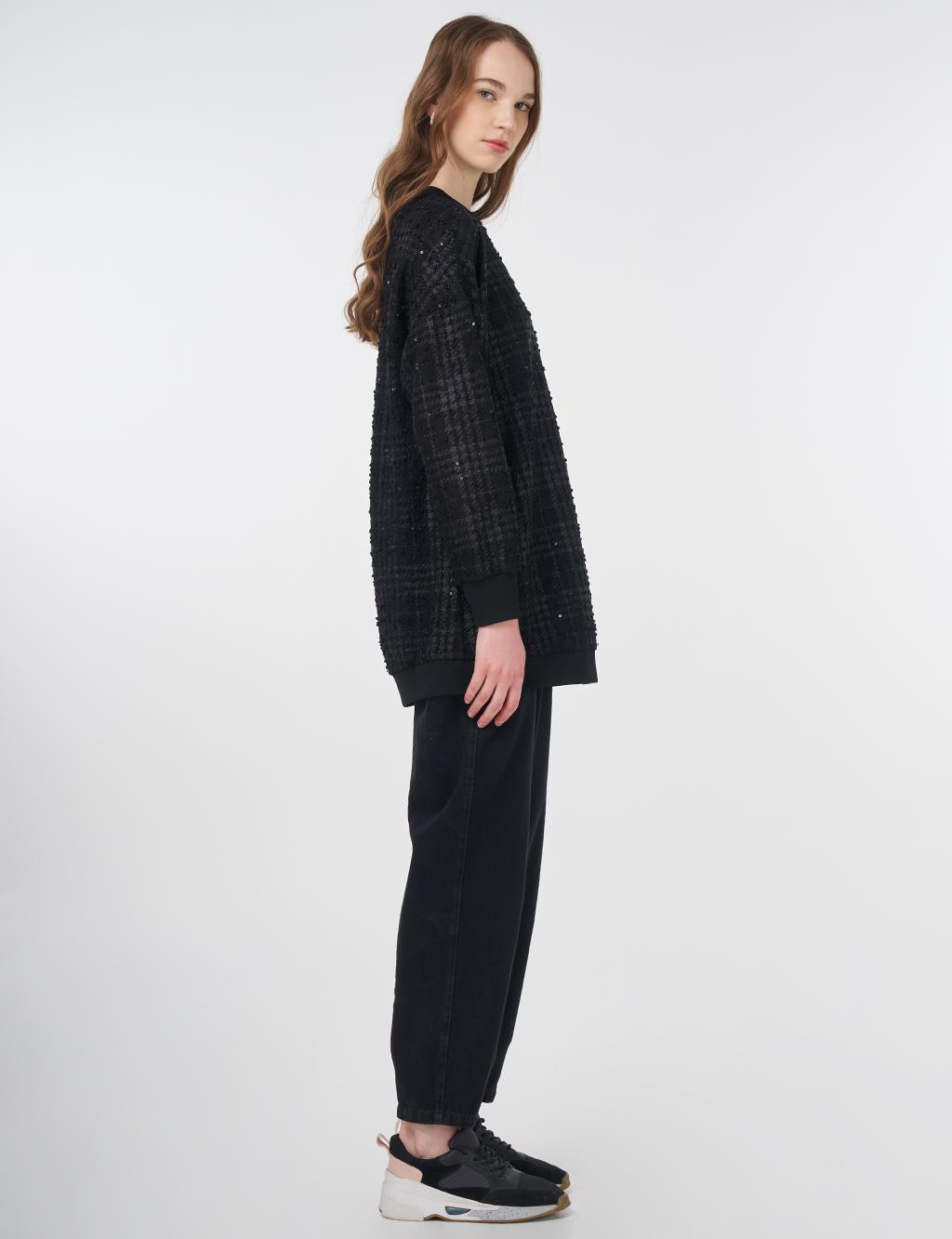 Plaid Pattern Sweatshirt Black