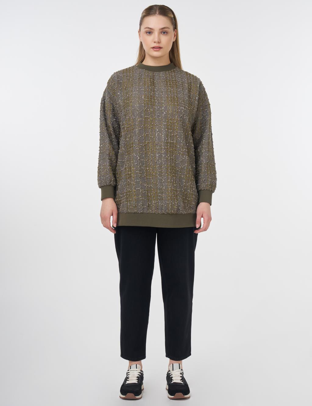 Plaid Pattern Sweatshirt Green