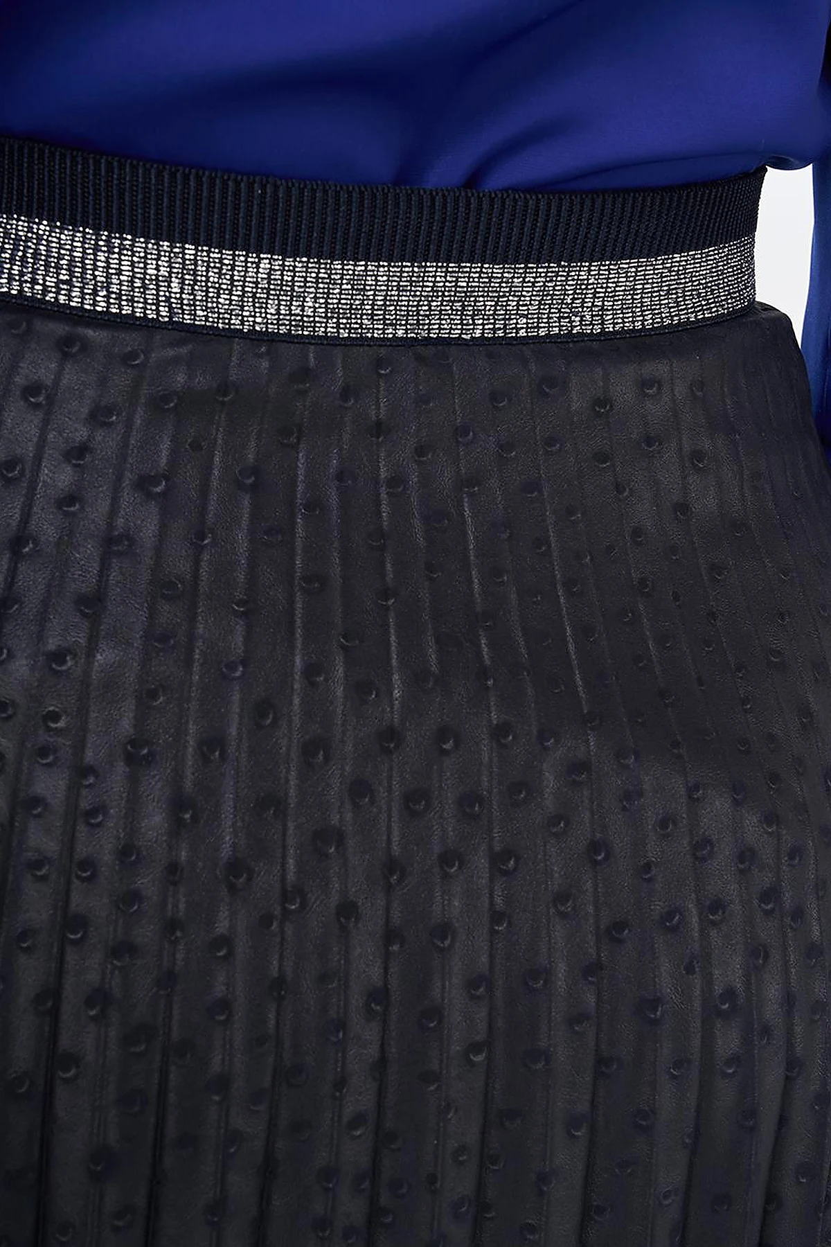 Polka Dot Pleated Skirt Navy