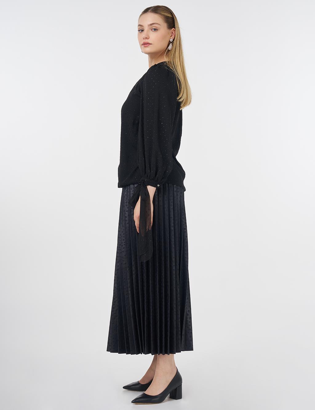 Drawstring Detail Blouse Black